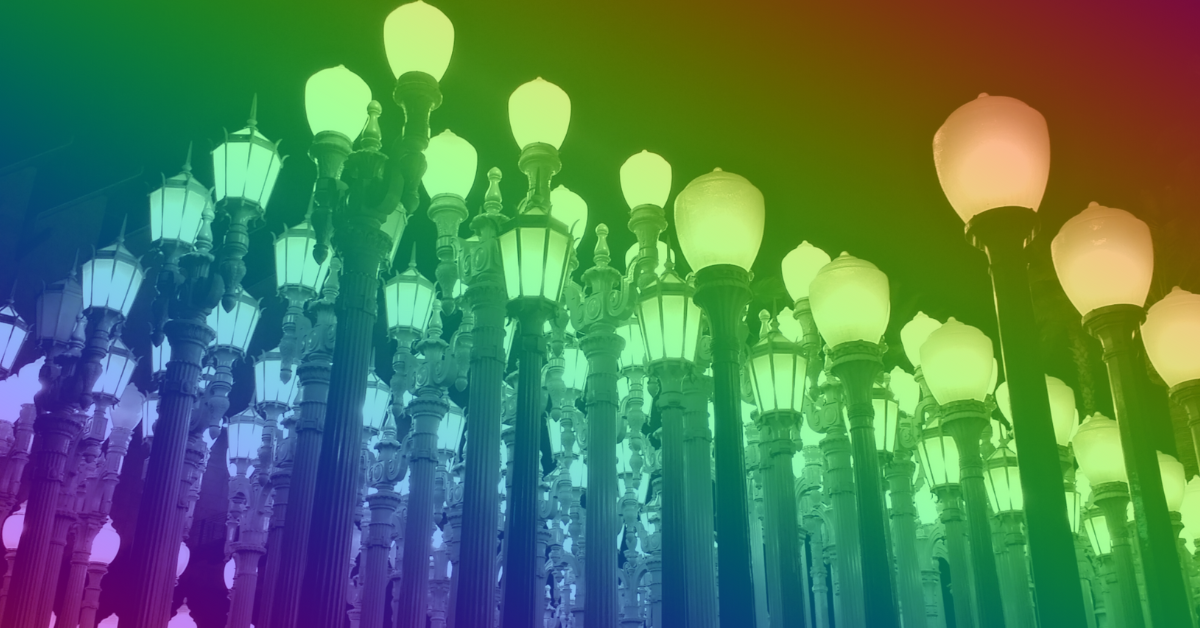 The iconic LACMA light installation with a trippy rainbow twist.